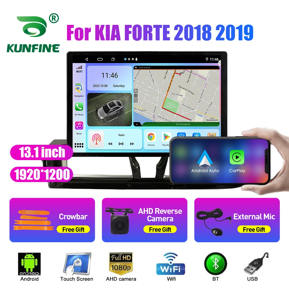 13,1-дюймовое автомобильное радио для KIA FORTE 2018 2019 Автомобильный DVD GPS Навигация Стерео Carplay 2 Din Центральный мультимедийный Android Auto