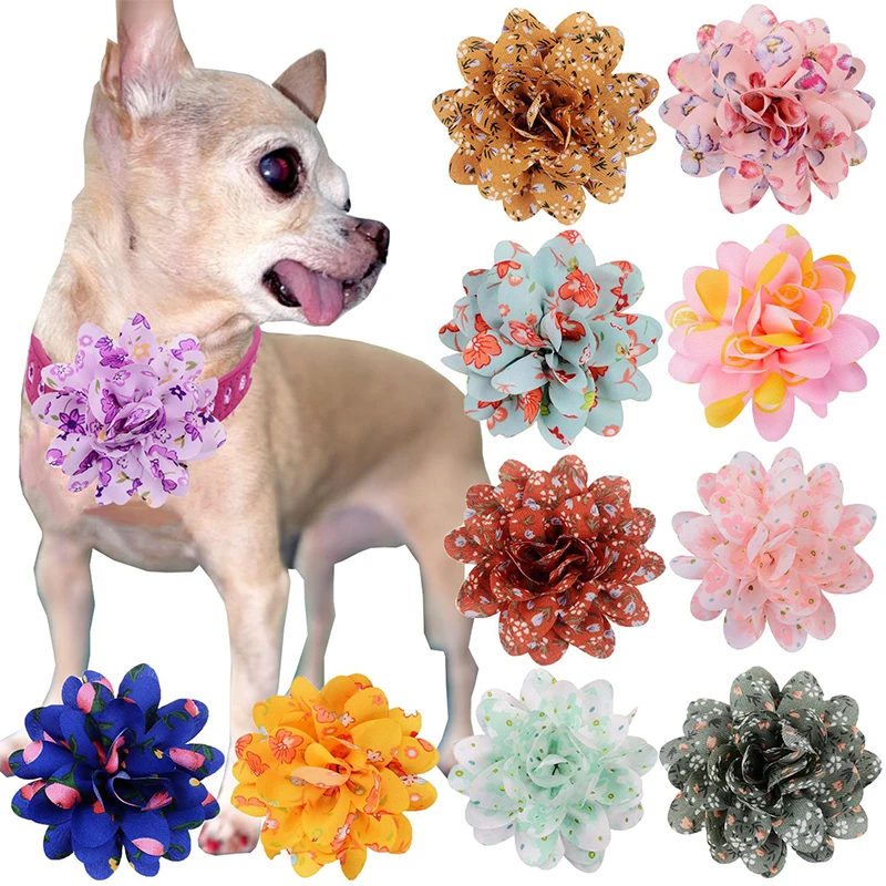 21 Ярких цветов Ошейник с крупным принтом в форме цветка для собак с повязкой Ожерелье с милым щенком и кошкой Вечеринка Фестиваль Новогоднее Украшение для домашних животных