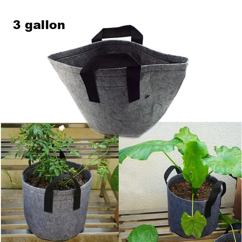 3 галлона, 25x22 см, сумка для выращивания растений с ручкой, сумка для посадки картофеля и клубники, Садовые горшки для питомников в помещении и на открытом воздухе
