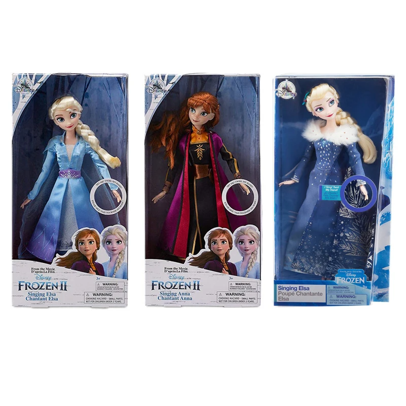 33 см Disney Frozen 2 Поющая Снежная Королева Эльза Принцесса Анна Кукла Игрушки Модель для Детей Девочек Мальчиков Подарок на День рождения с коробкой