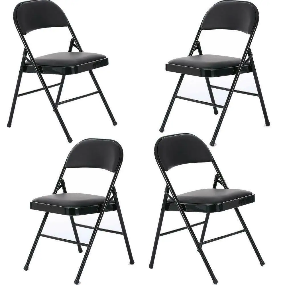 4 Комплекта складных стульев с тканевой обивкой, мягкое сиденье, металлический каркас для домашнего офиса