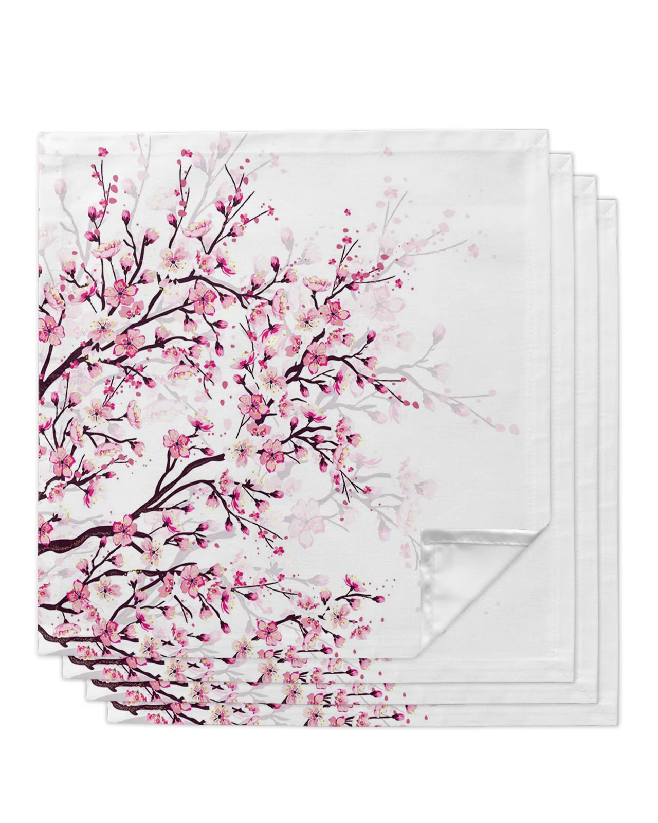 4 шт. Цветущая вишня, ветка сливы, Розовый цветок, белая Квадратная салфетка для стола 50 см, свадебное украшение, скатерть, кухонные сервировочные салфетки
