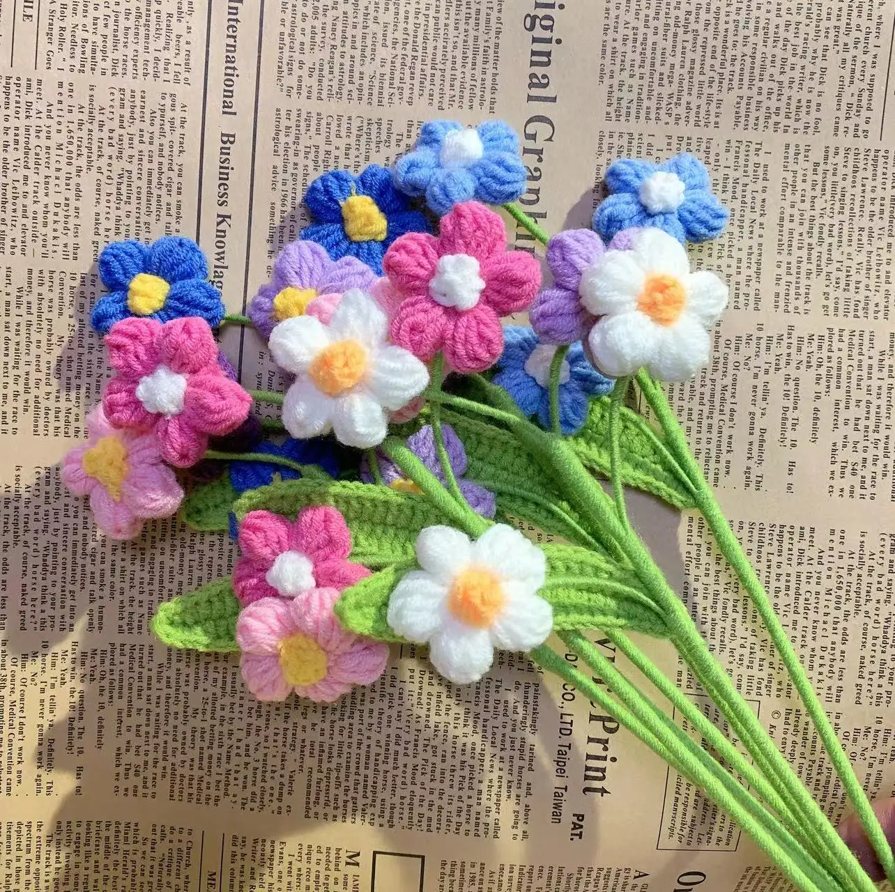 5 ШТ Цветы ручной работы для вязания Сливовый цвет Искусственные цветы Сине-розовый Цветочный магазин Композиция Цветочный Букет DIY Вещи