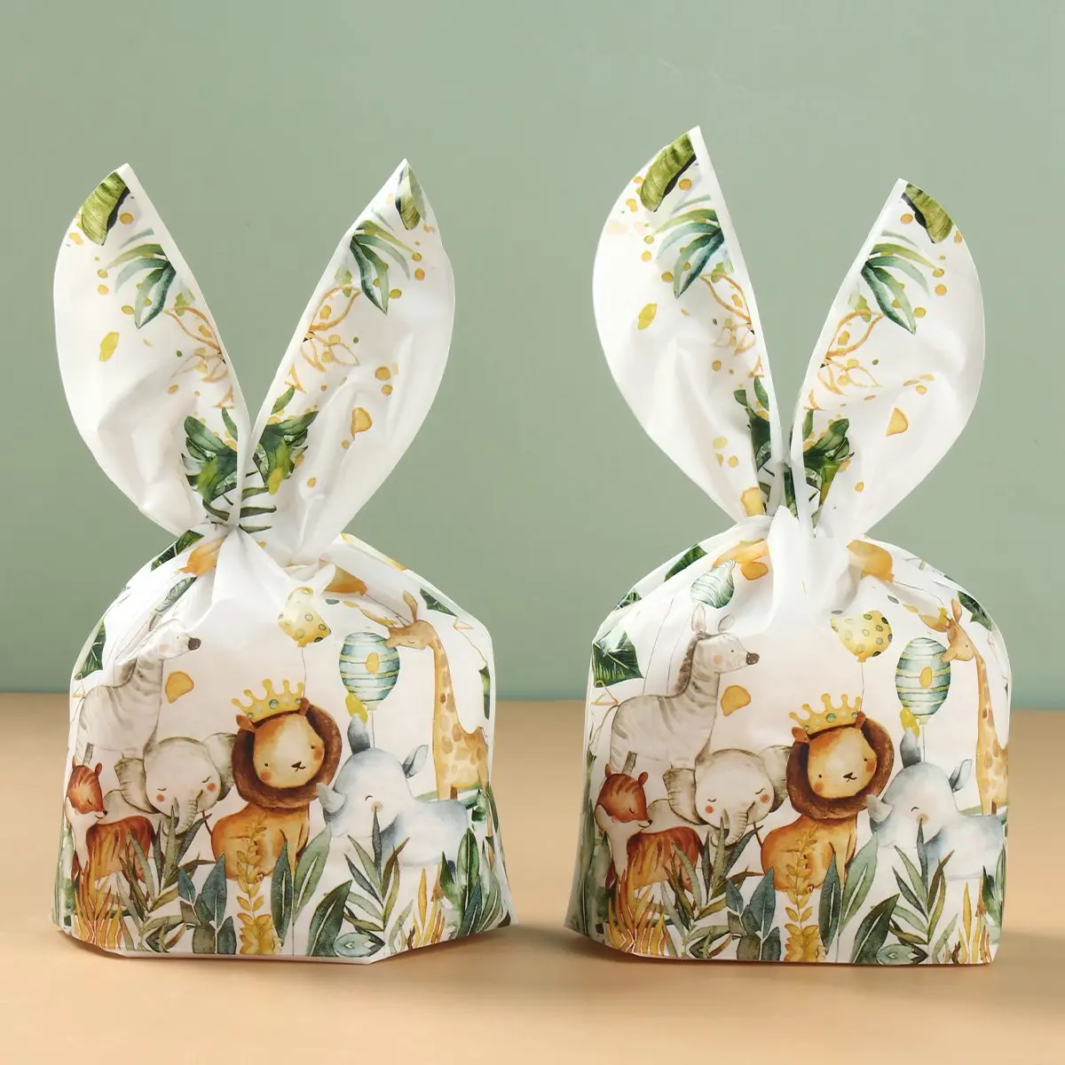 50шт джунгли животное Кролик подарочные пакеты конфеты печенье упаковка мешок день рождения поставки дети ребенок душ свадебные DIY подарочные пакеты
