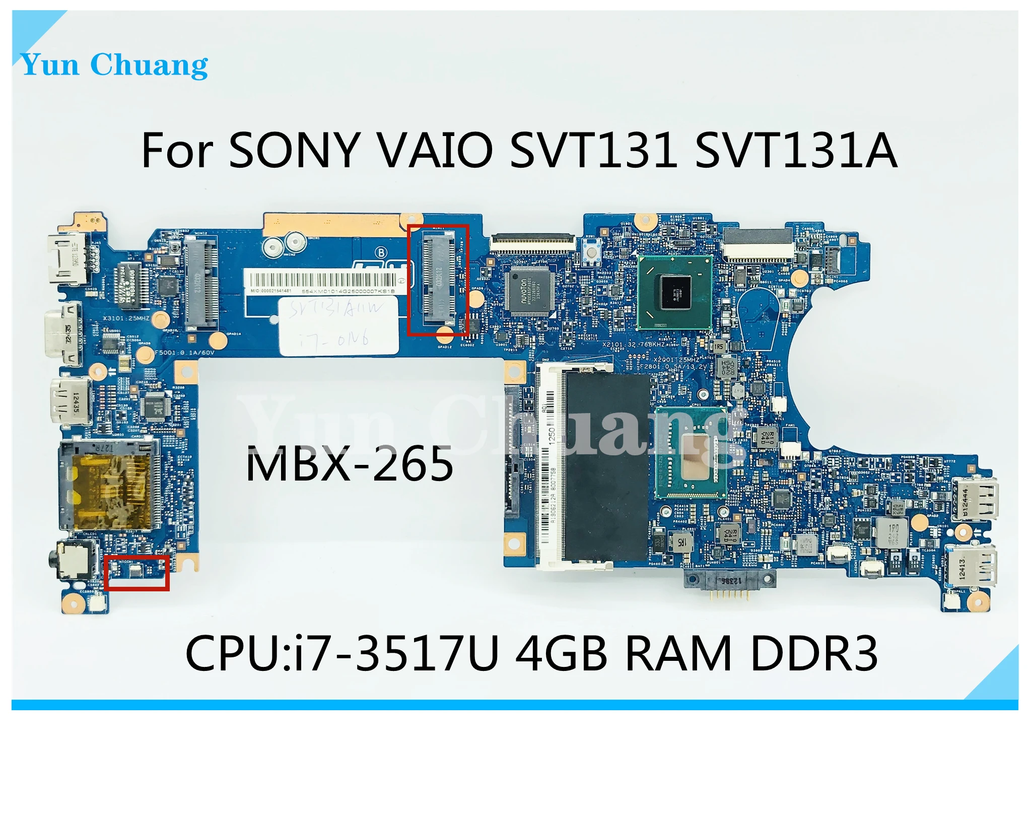 A1906212A Для SONY VAIO SVT131 SVT131A MBX-265 Материнская плата ноутбука S2203-1 С процессором i5-3317U/i7-3517U 4 ГБ оперативной памяти HM77 100% протестировано