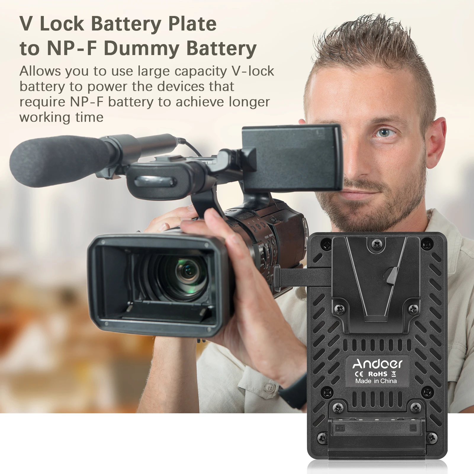Andoer V-Lock V-Образное крепление Батарейной пластины к адаптеру NP-F для фиктивного аккумулятора для видеокамеры Sony PXW-Z150/HXR-MC2500/MC1500C/NX3/NX5R