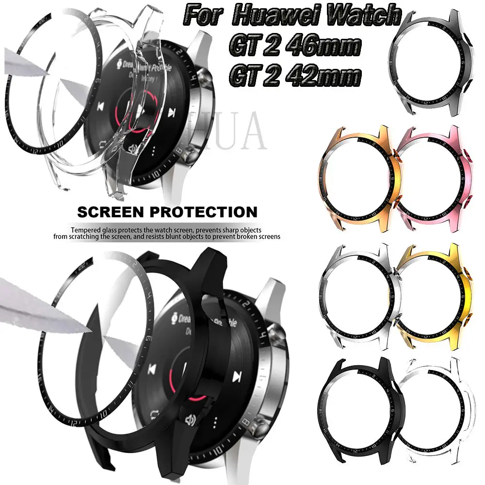 BEHUA PC Screen Protection Чехол Для часов Huawei Watch GT 2 46 мм/42 мм + Закаленная Пленка Прозрачная Полная Защитная Крышка Каркасные Чехлы