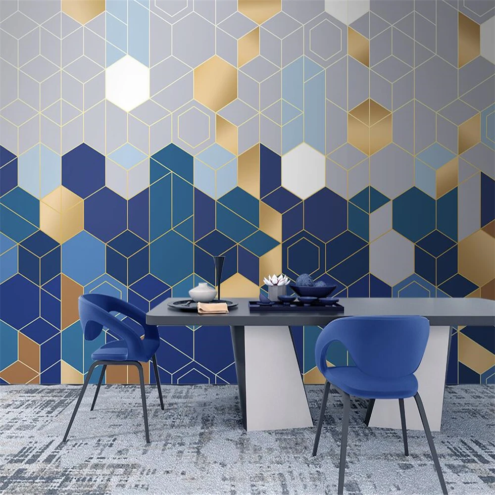 beibehang Customize papel de parede новые современные минималистичные легкие роскошные геометрические линии лазурит синий фон обои