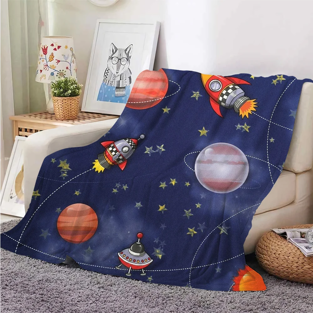 CLOOCL Детское фланелевое одеяло с рисунком Звезды Ракета, одеяло с 3D Принтом, Накидывается на диван-кровать, Дорожное Одеяло, Прямая Поставка