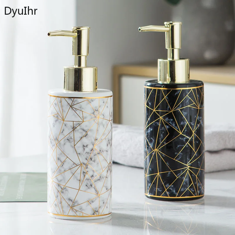 DyuIhr Nordic золотистый мраморный черно-белый прессованный керамический флакон для розлива в бутылки аксессуары для ванной комнаты домашний флакон геля для душа