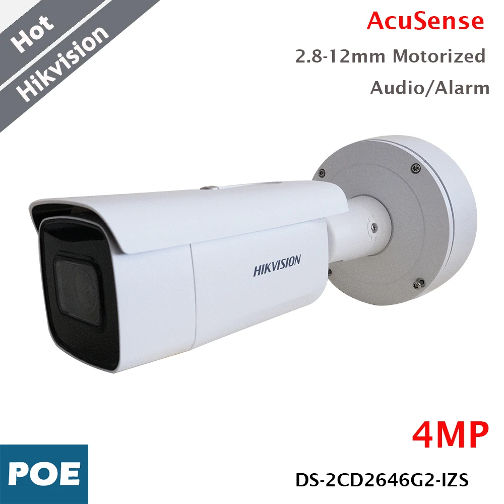 IP-камера Hikvision 4MP AcuSense С Моторизованным Варифокальным объективом 2,8-12 мм DarkFighter IR 60m Звуковая Сигнализация Security Cam DS-2CD2646G2-IZS