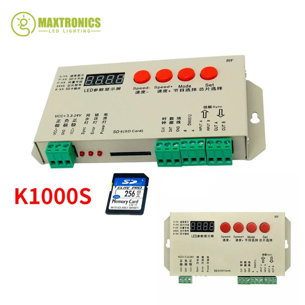 K1000S (Обновленный T1000S) DC5V-24V SPI Пиксельный Светодиодный Контроллер RGB SD-Карта Для IC WS2812 WS2811 WS2815 1903 DMX512 Светодиодные Ленты