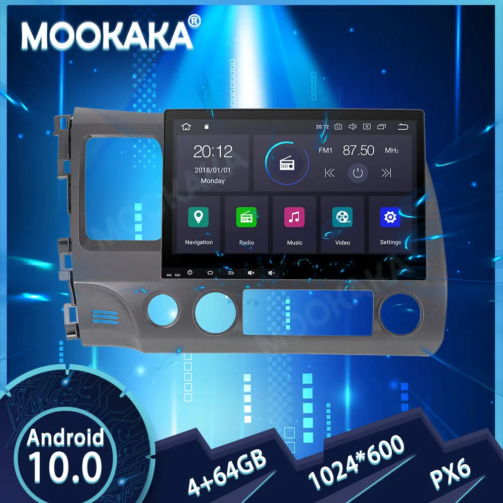 PX6 IPS Android 10,0 4 + 64G Автомобильный DVD-Мультимедийный Плеер для Honda CIVIC 2006-2011 GPS Navi Авто Радио Стерео Головное Устройство DSP Carplay