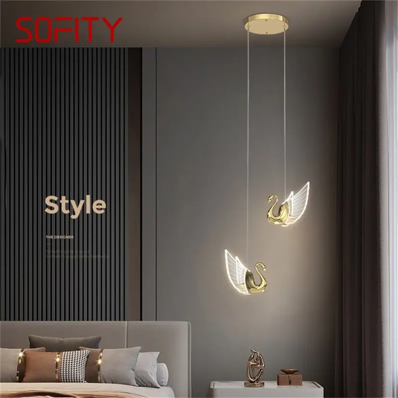 SOFITY Nordic Креативный подвесной светильник с лебедем, люстра, подвесной светильник, современный светильник для гостиной, столовой