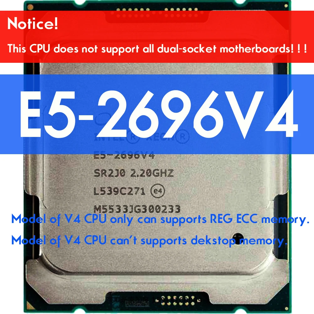 XEON E5 2696 V4 CPU процессор 22 ядра 2,2 ГГц 55 МБ 14 нм LGA 2011-3 Материнская плата Atermiter DDR4 Turbo D4 Для комплекта Intel xeon