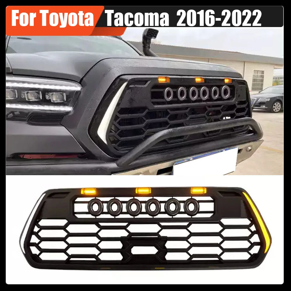 Автомобильные Решетки ABS Аксессуары Пикап Решетка Переднего Бампера Капот Гоночная Решетка Янтарные Фары С 5 Буквами Для Toyota Tacoma 2016-2022