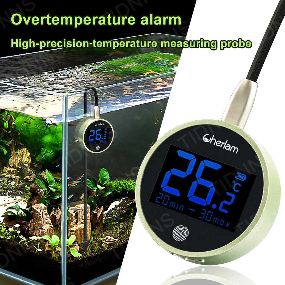Аквариумный термометр С высокоточным цифровым ЖК-дисплеем, электронный измеритель температуры в аквариуме, измеритель температуры черепахи, аквариум