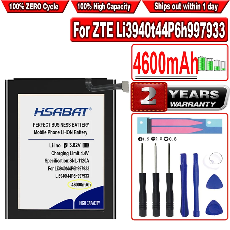 Аккумулятор HSABAT 4600mAh Li3940t44P6h997933 для мобильного телефона ZTE Li3940t44P6h997933