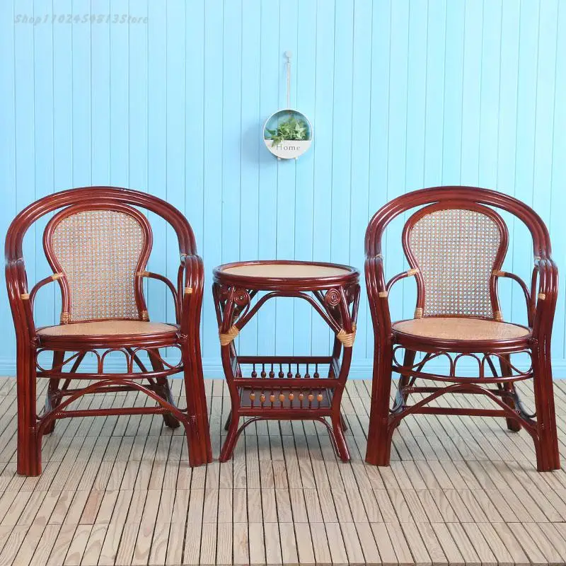 Балконный стол и стул из трех частей, стол для отдыха и комбинация стульев из ротанга, стул из ротанга, чайный столик Интернет-красный