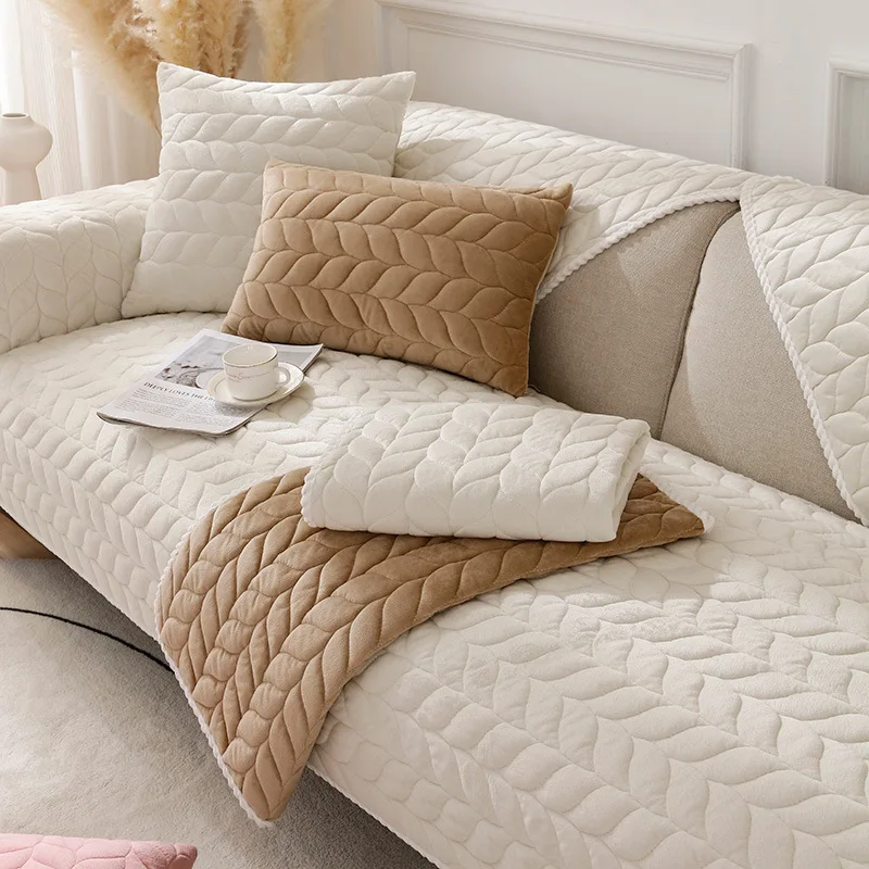 Бархатный чехол для диванной подушки с нескользящим утолщением Four Seasons, универсальный чехол для дивана в гостиной, плюшевая подушка для диванного полотенца