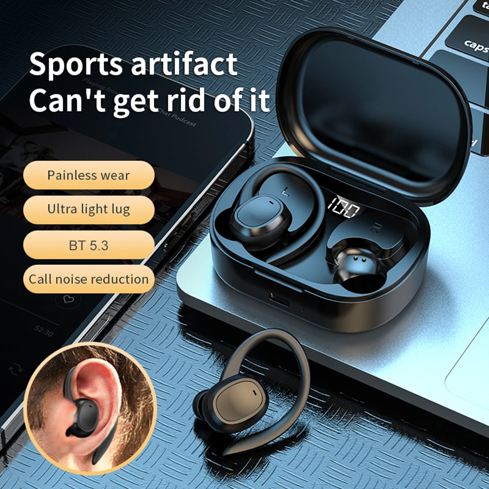 Беспроводные наушники со стереозвуком, беспроводные наушники, умный дисплей питания, шумоподавление, Bluetooth-совместимость для музыкальных занятий спортом