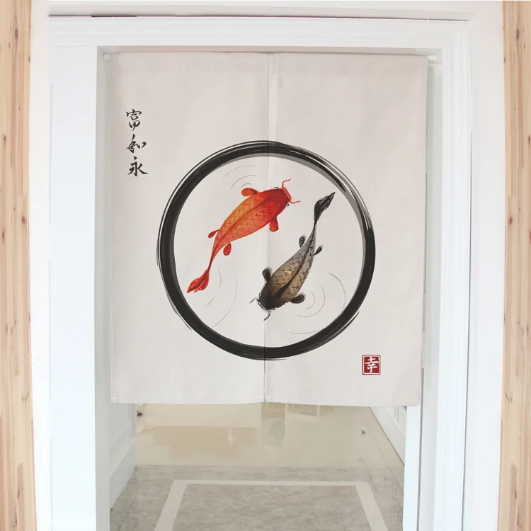 Богатство рыбы карп японские декоративные дверные занавески ткань хлопок домашние экраны перегородка ванная комната кухонные занавески