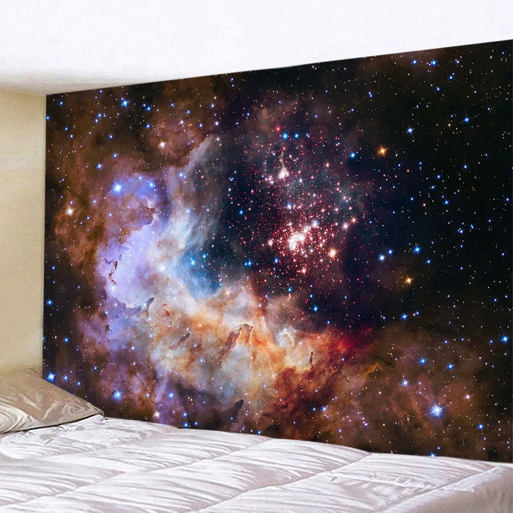 Большая Галактика Звездное Небо Вселенная Космический настенный гобелен из тонкой ткани с психоделическим принтом, покрывающий стены, Одеяло, коврик для йоги, потолок
