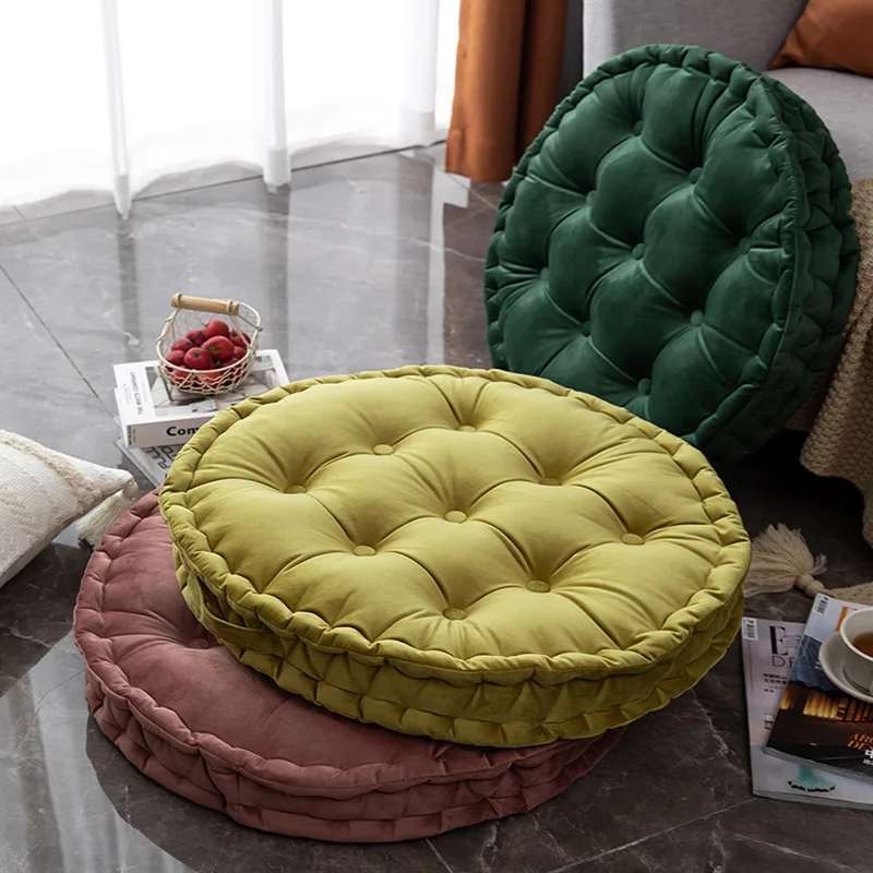 Большая однотонная подушка для стула, круглая голландская Бархатная подушка для пола, подушка для талии, подушка для украшения дивана в спальне для медитации