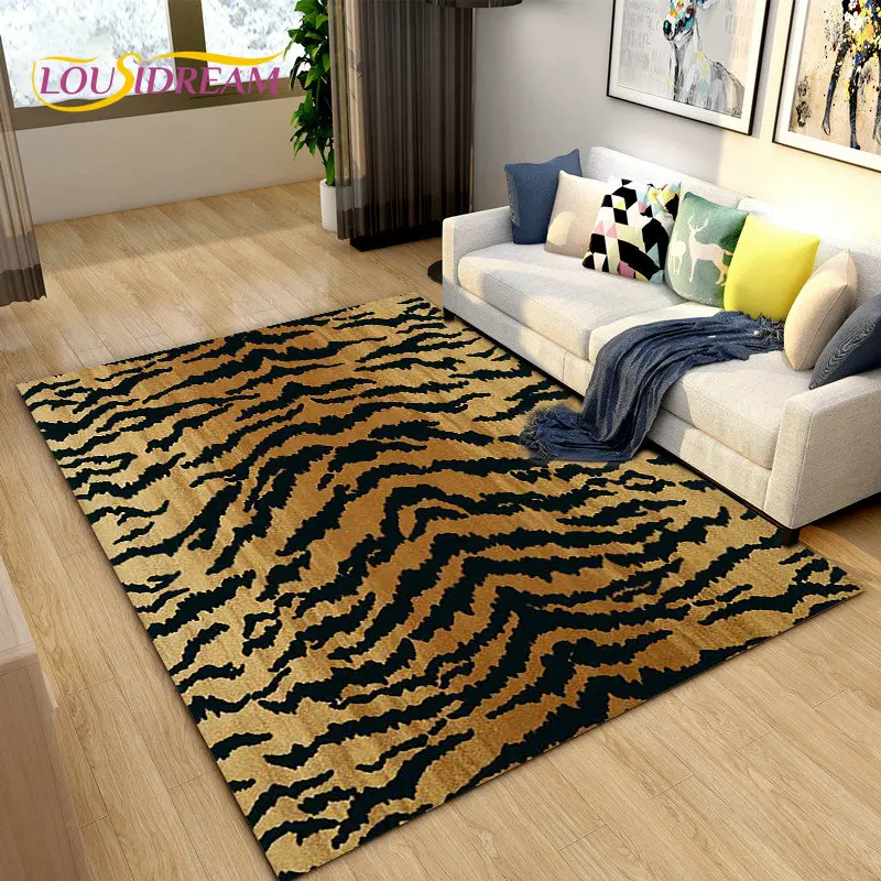 Большой коврик с тигровым рисунком в 3D полоску, ковер для гостиной, спальни, украшения кухонного коврика, нескользящий коврик для пола