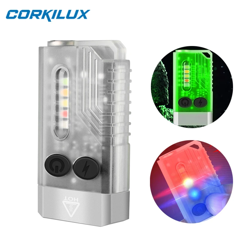 Брелок для ключей CORKILUX EDC, фонарик, объектив TIR, USB-C, перезаряжаемый светодиодный рабочий свет, Магнитный хвост, Мини-УФ-фонарики, аварийный дом