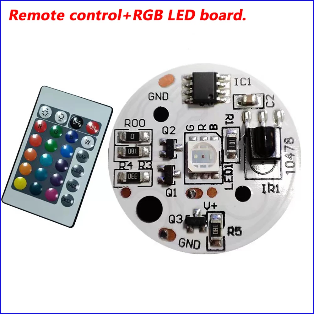 Входная плата DC5V Muticolor gradient LED RGB light board и пульт дистанционного управления (включая аккумулятор) мощностью 1,5 Вт Диаметром 31 мм.