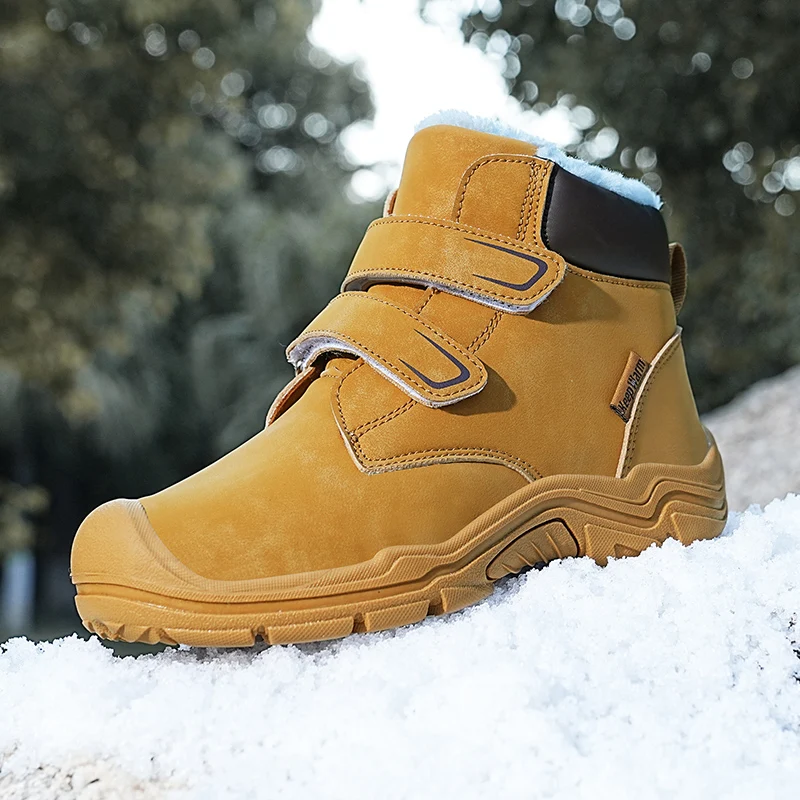 Детские зимние ботинки GTHMB, модная теплая обувь для девочек, нескользящие зимние ботинки до щиколотки для мальчиков, повседневная детская обувь с высоким берцем
