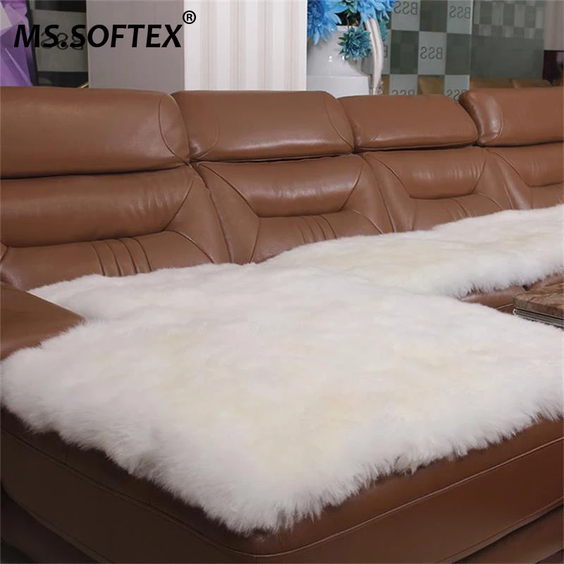 Диванная подушка MS.Softex из натуральной овчины, коврик для пола из австралийской овчины, Чехол для сиденья, зимний теплый коврик, Длинный шерстяной чехол для дивана