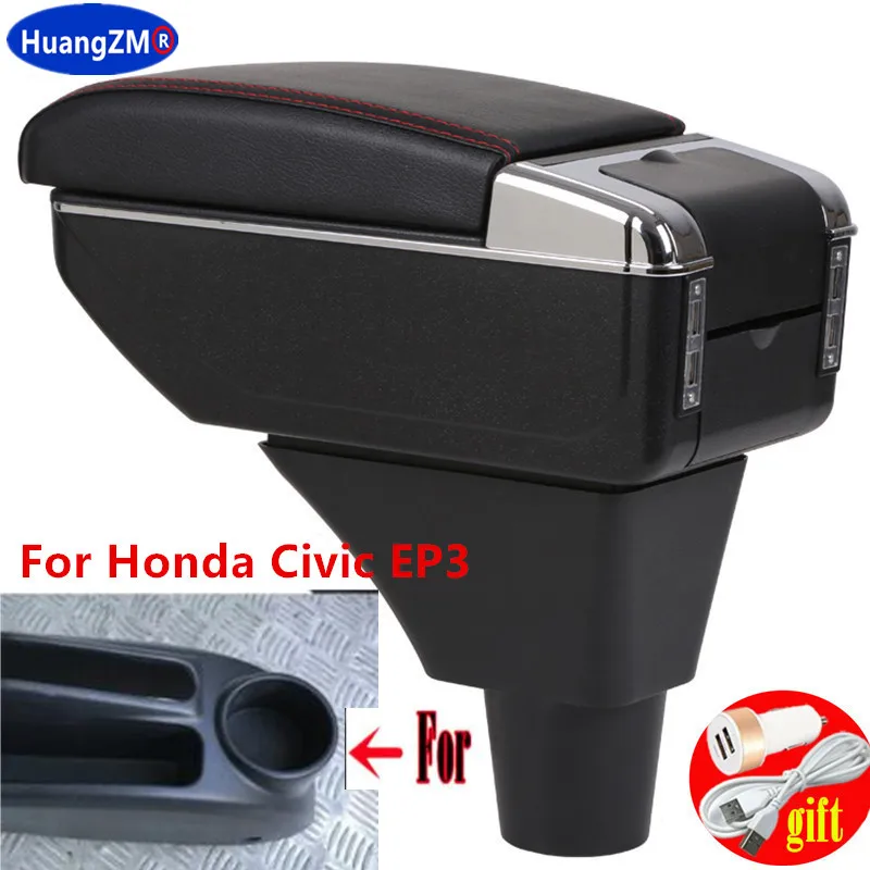 Для Honda Civic EP3 Коробка для подлокотников коробка для содержимого центрального магазина с подстаканником пепельница декоративные изделия USB интерфейс