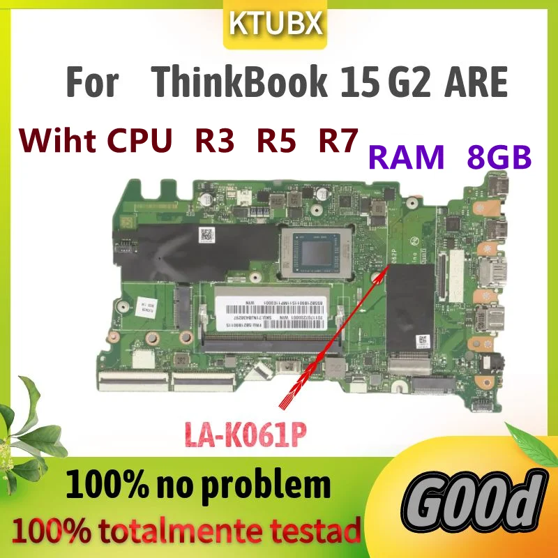 Для материнской платы ноутбука Lenovo ThinkBook 14 G2 14 G3 15 G2.С процессором AMD: R3 R5 R7.Оперативная память: 8G.LA-K061P LA-K062P. Работает на 100%