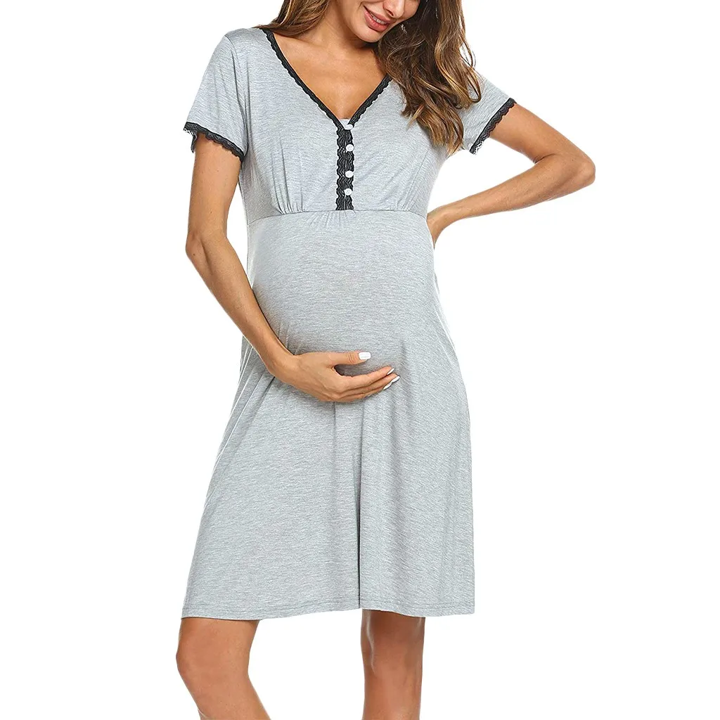 Женские платья для беременных при грудном вскармливании, платье для кормления с коротким рукавом, ночные рубашки для грудного вскармливания, одежда для беременных Для Беременных