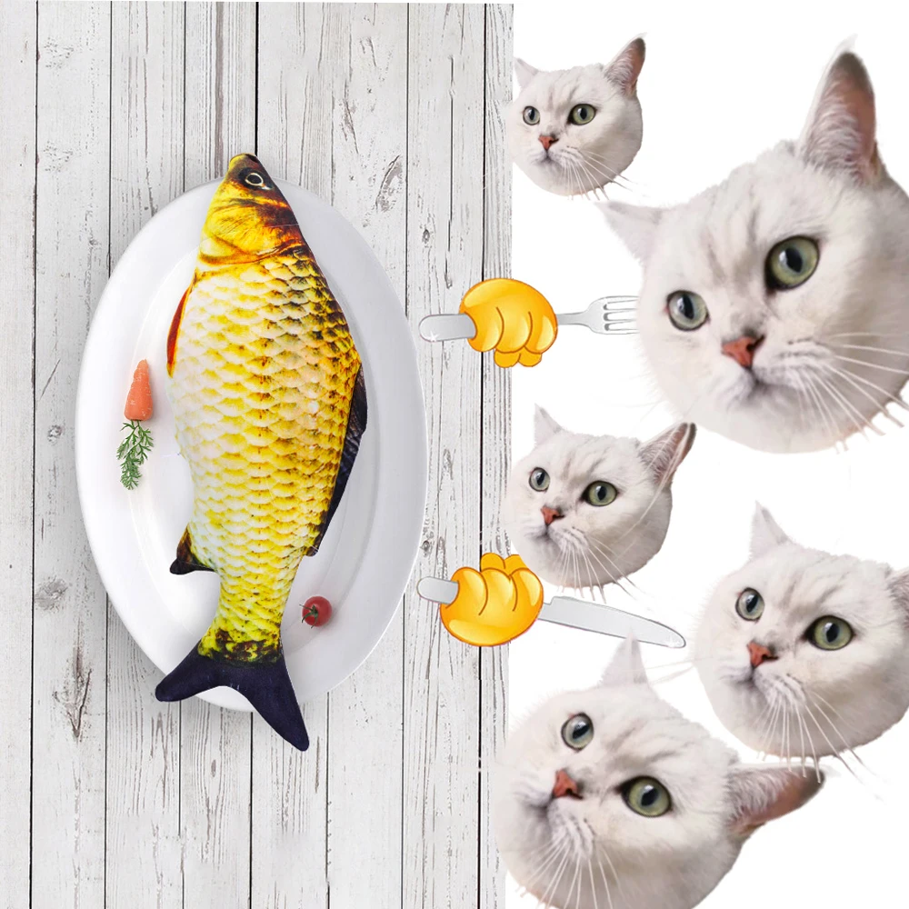 Игрушка для кошек, Интерактивная кукла в форме рыбы, 3D-имитация Рыбы, играющая Игрушка для кошки, Мягкая подушка, игрушка для кошки, Мятная игрушка, Мягкие игрушки для домашних животных для котенка