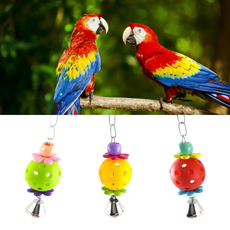 Игрушки для жевания птиц с подвесным колокольчиком, изделия для укуса птиц, игрушки для домашних птиц для дрессировки попугаев, игрушка для птиц, качающийся мяч