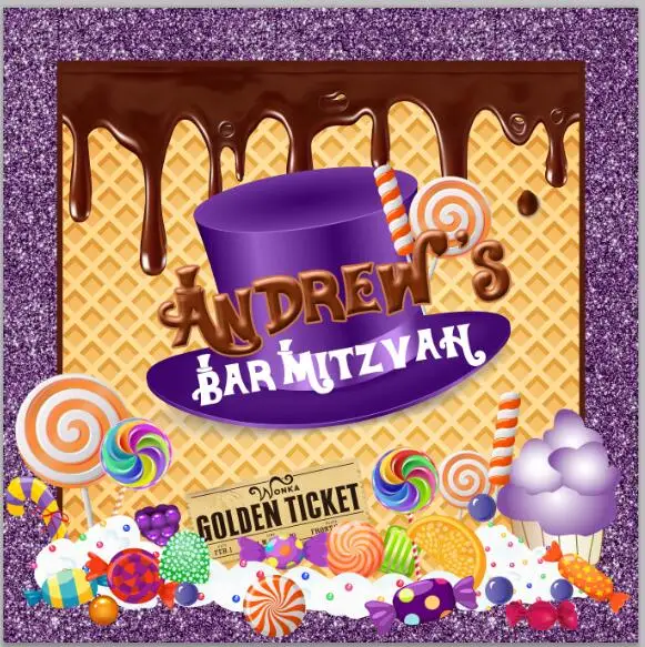 изготовленные на заказ шоколадно-коричневые заводские конфеты на день рождения Candyland Фиолетовые тематические фоны Компьютерная печать фонов для вечеринок