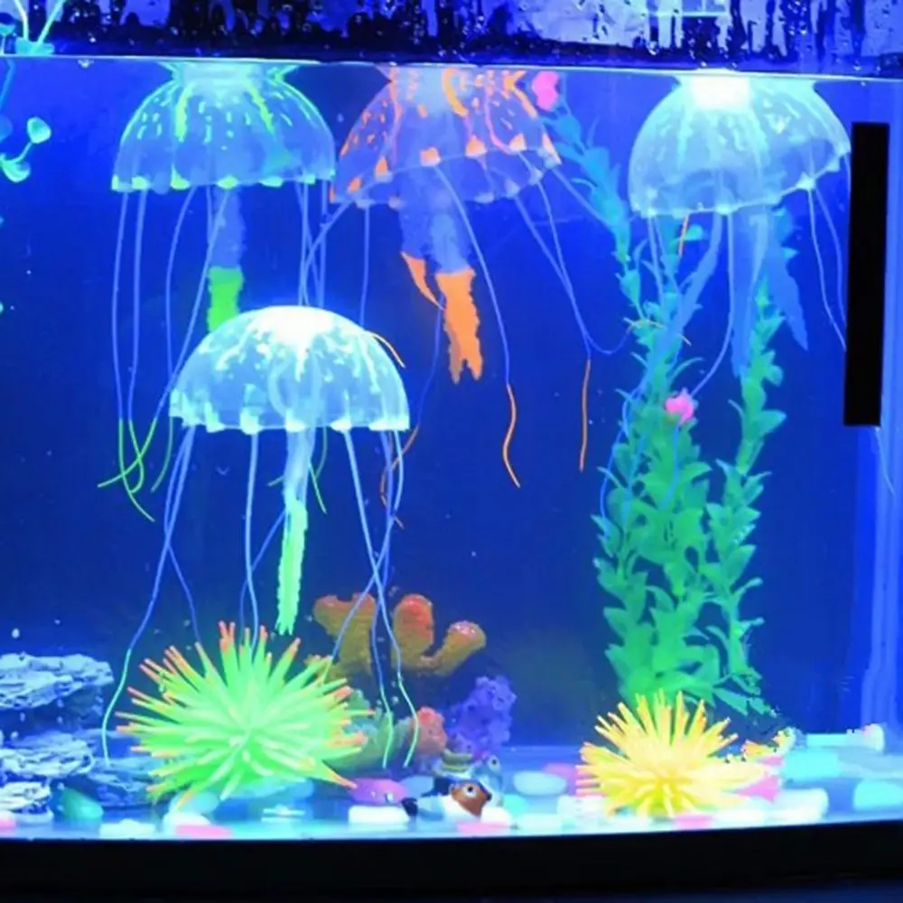 Искусственные плавающие светящиеся Медузы Украшение аквариума Аквариум с рыбками Подводное Живое растение Светящийся орнамент Водный пейзаж