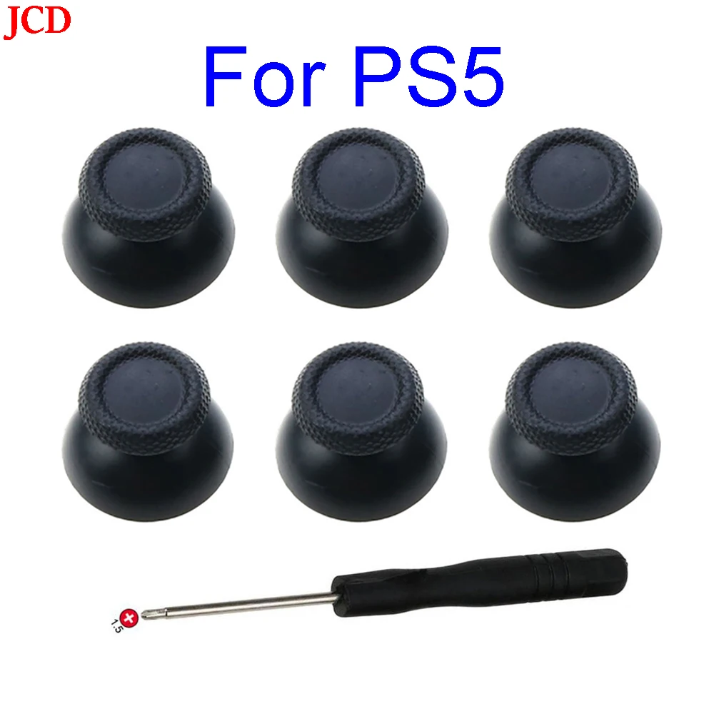 Компакт-диск, 6 ШТ., черные 3D-колпачки для джойстика, грибовидный колпачок для игрового контроллера PS5, аналоговые джойстики для большого пальца, крышка для захвата и инструмент
