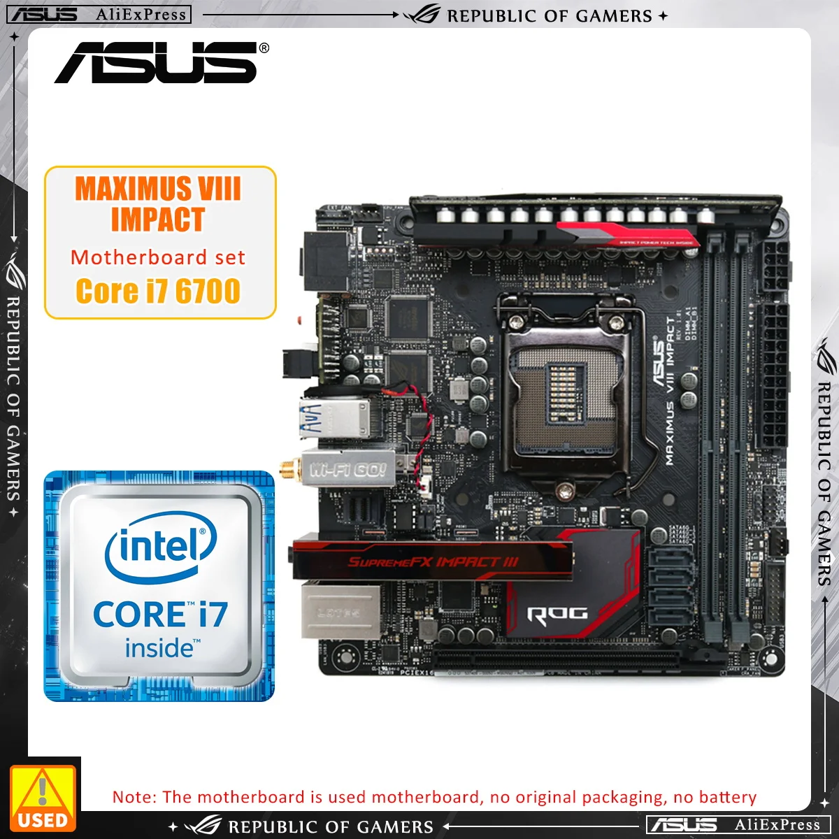 Комплект материнской платы ASUS ROG MAXIMUS VIII IMPACT + I7 6700 Intel Z170 LGA 1151 2 × DDR4 32 ГБ PCI-E 3.0 1 × U. 2 Mini-ITX для процессора 6 GenCore