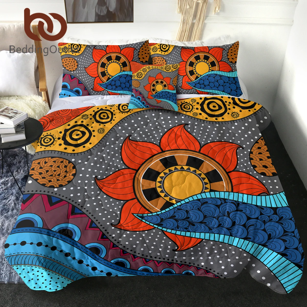 Комплект постельного белья, стеганое одеяло с красочными цветочными узорами, стеганое одеяло с ворсом и наволочка для декора дивана в спальне