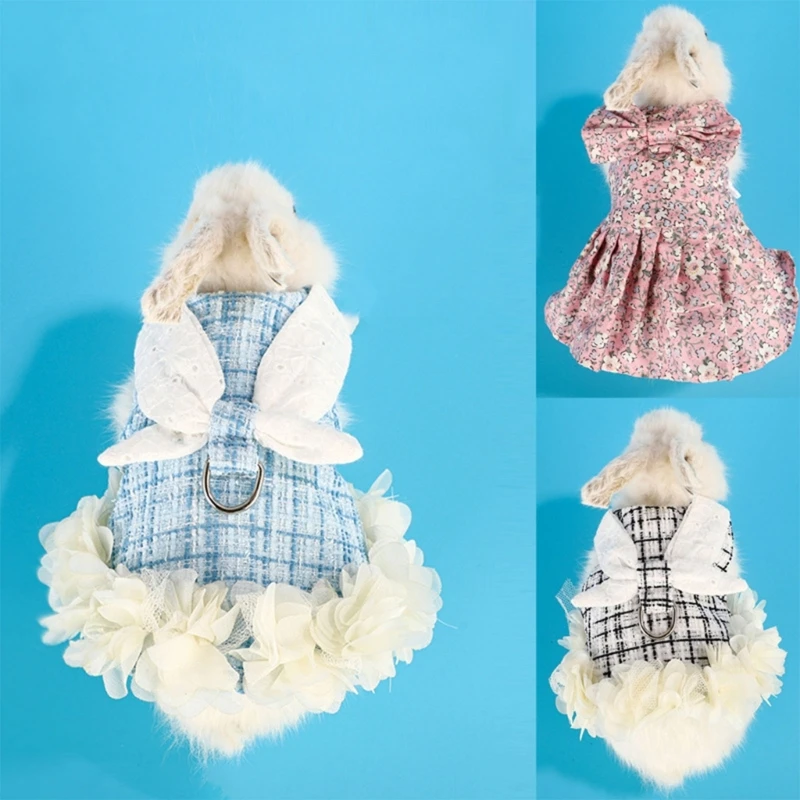 Комплект шлейки для кролика и поводка Одежда для кролика Жилетка для морских свинок Прекрасное милое платье для маленького домашнего хорька Хомячка