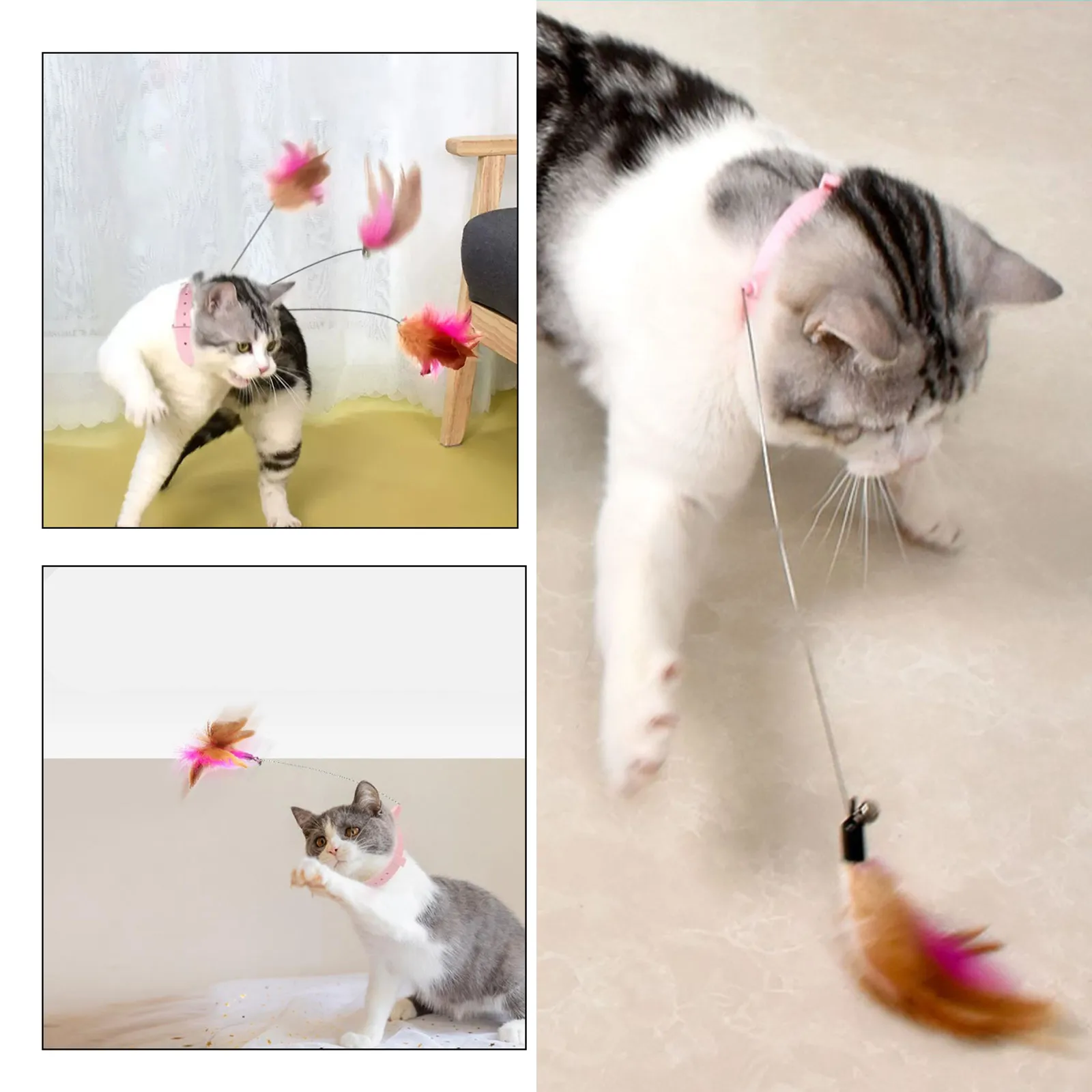 Кошка перо тизер воротник забавная интерактивная игрушка руки бесплатно IQ улучшения кошка дразнить палочки Силиконовый воротник кошек котенок, осуществляющих