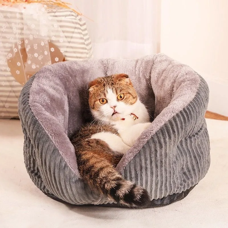 Кровать для кошки, Полузакрытая кровать для котенка, Коврики, кровать для собаки, Переносная зимняя теплая уличная кровать для домашних животных