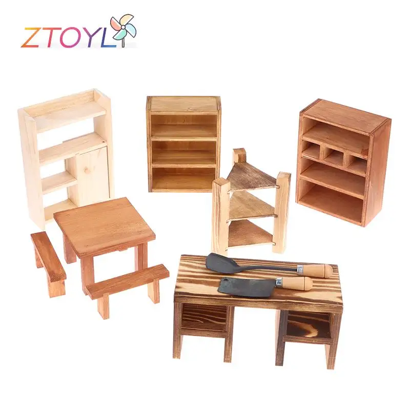 Кукольный домик Стол Стул Лопатка Шкаф стеллаж для хранения кухонной мебели Декор игрушки