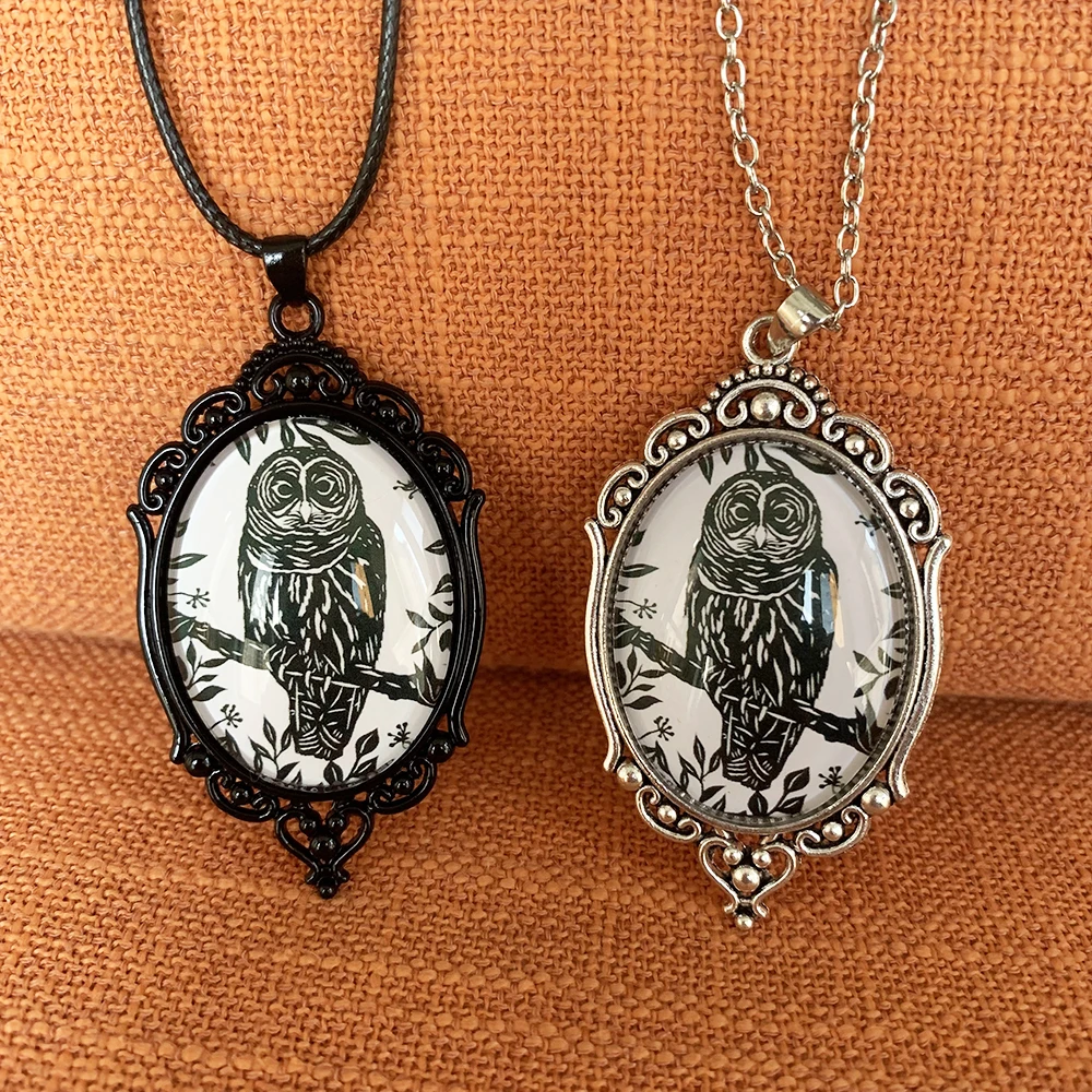 Кулон В готическом стиле, ожерелье с подвеской в виде Совы, ювелирные аксессуары для таинственной Ведьмы, аксессуары для подарочного искусства, Кожаное Веревочное ожерелье-цепочка