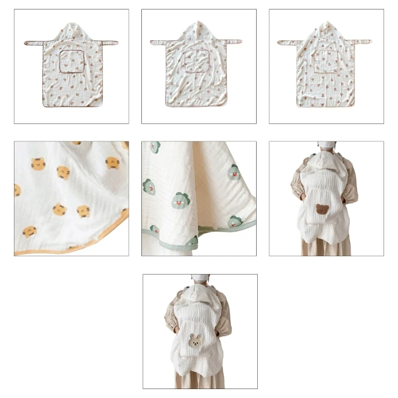 Купальное полотенце с капюшоном для малышей N80C, летнее одеяло-переноска для новорожденных, подарок для душа для младенцев