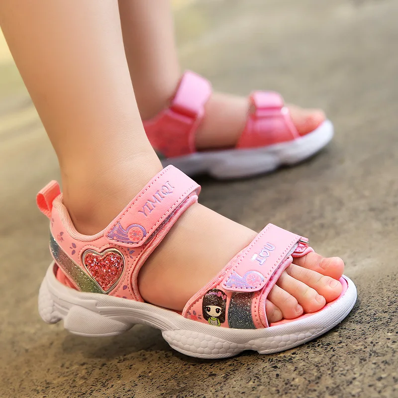 Летние сандалии для девочек, мода 2021 года, обувь принцессы для больших детей, детская обувь для маленьких девочек с мягкой подошвой в корейском стиле